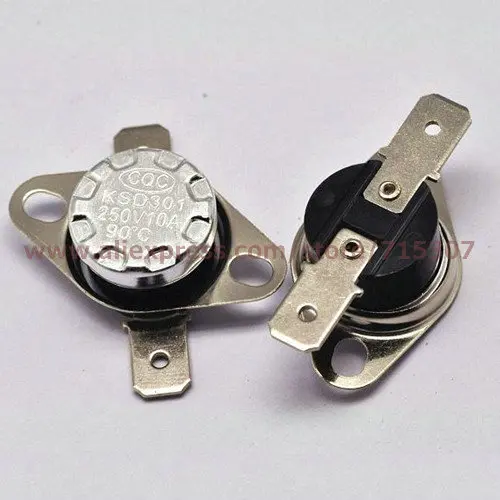 

PHISCALE 5pcs KSD301 Normal Closed Thermostat Temperature Switch 90C degree 250V 10A