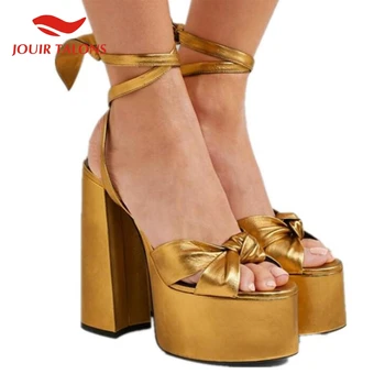 

Big size brand design leather Women shoes Super high heel platform shoes woman pump sexy party wedding brides sandals woman 2019