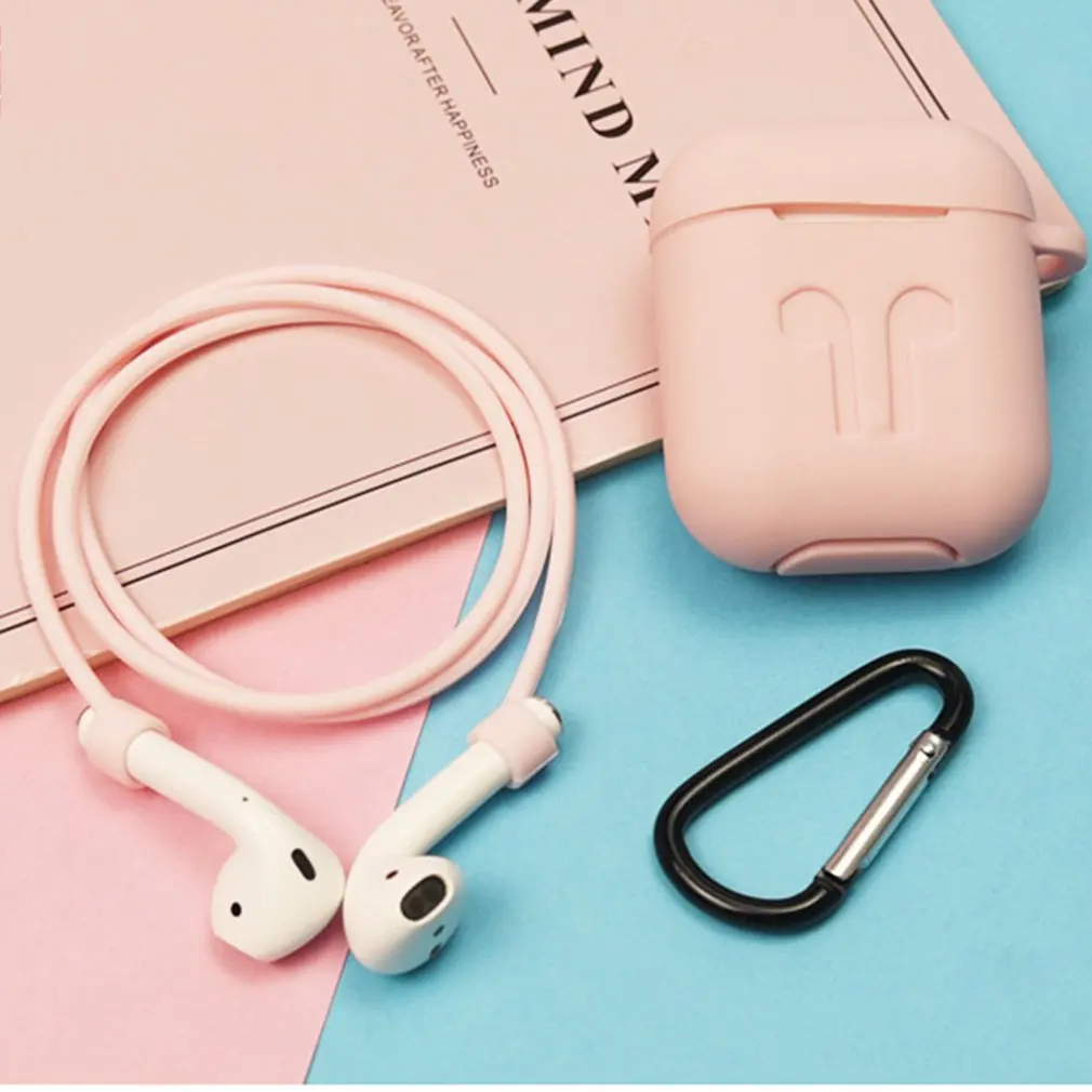 

Silicone Cover For Airpods Protective Case Anti-lost Wire Eartips Strap Holder For Apple Air Pod Wireless Headset accessories
