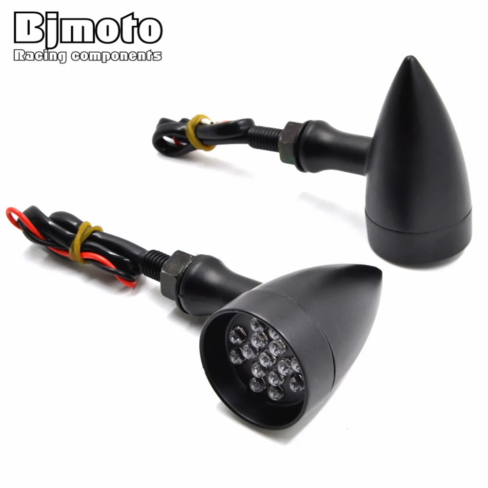 

BJMOTO 2PCS 12V Universal Motorcycle Turn Signal Light Amber Color Waterproof LED Indicator Blinker Flash Bike Lamp