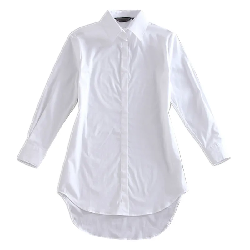 

B1865 2019 new spring autumn korean version women's fashion show thin joker long sleeve loose white shirt cheap wholesale