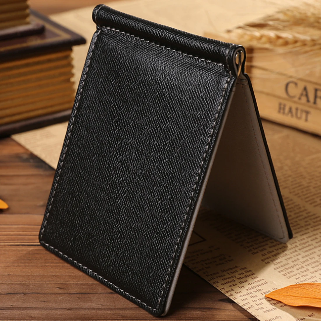 

3 Color Leather Men Money Wallet Clip Card Credit Card Holder Solid Male Hand Bags With Designer ID Clip Holder Cash Card Case