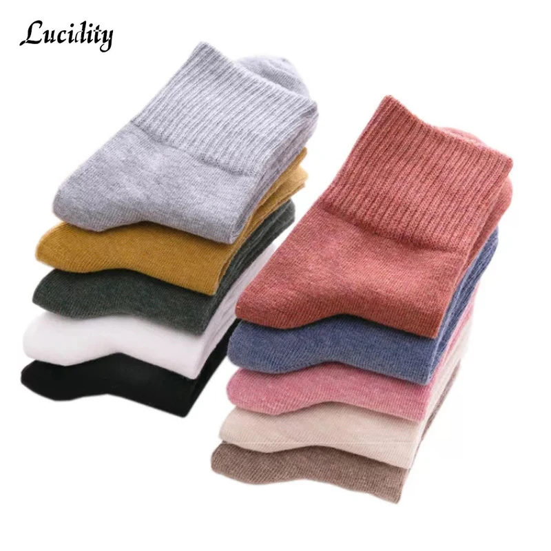 

3pairs/lot =6pieces Women Retro Socks Cotton Fashion Stripe Socks Solid Color Womans Long Tube Leisure Socks Female