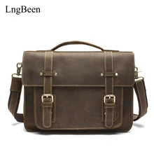 NEW Genuine Leather Coffee Men Briefcase Laptop Business Bag Crazy Horse Cowhide Men s Messenger Bags