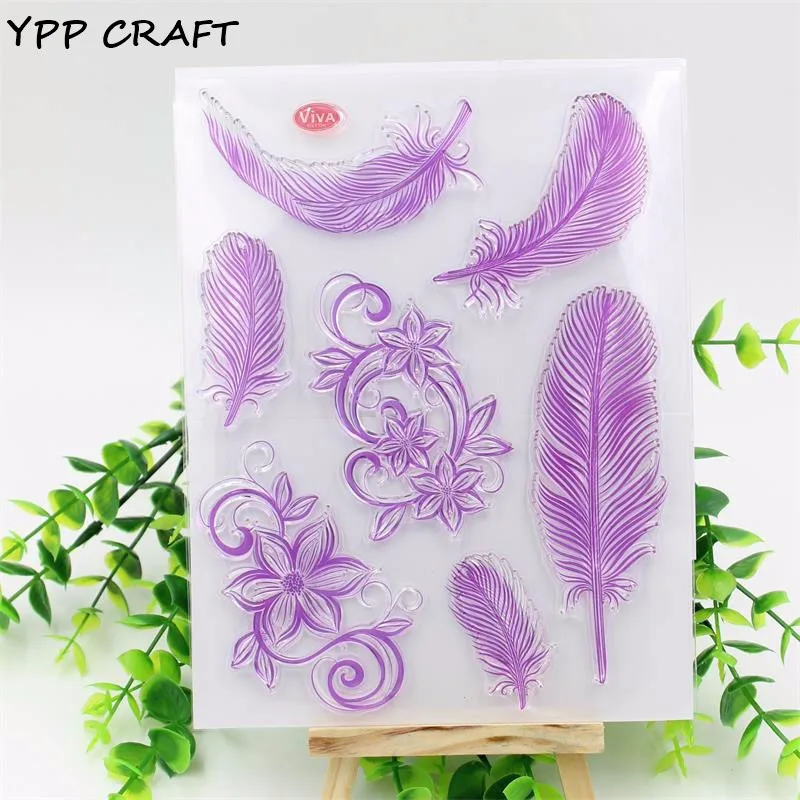 

YPP CRAFT Feather Transparent Clear Silicone Stamps for DIY Scrapbooking Planner/Card Making/Kids Crafts Fun Decoration 851