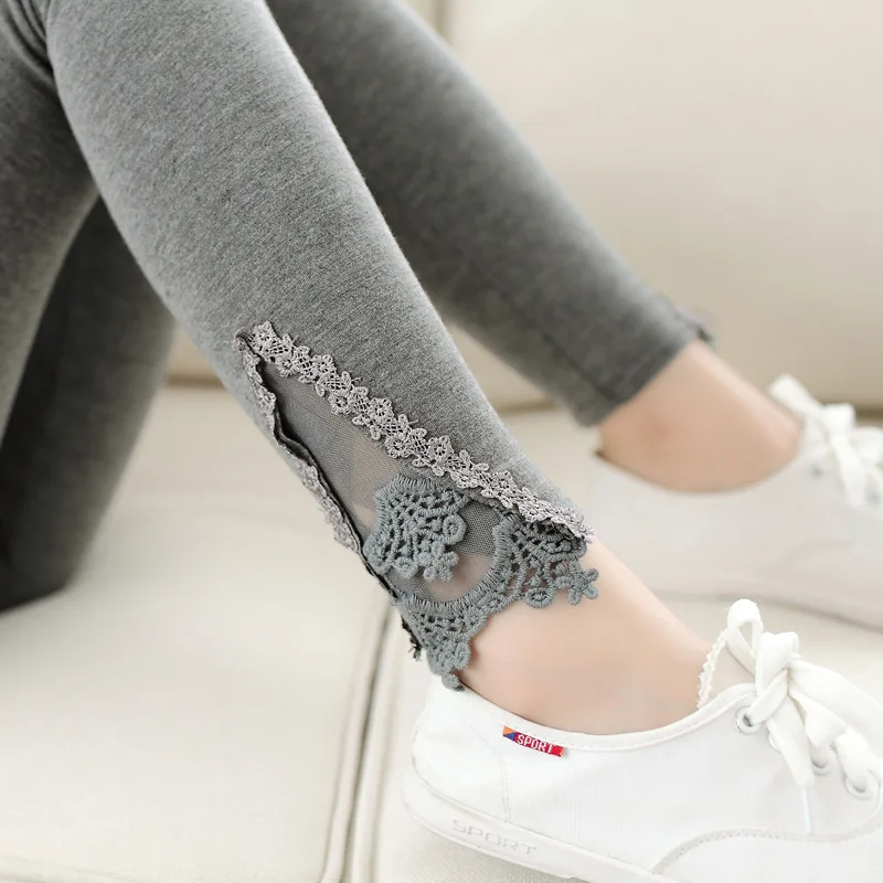 

Free Shipping Spring Women pant Slim Lace Leggings Lady Casual Trousers Elastic Waist cotton blended Leggings