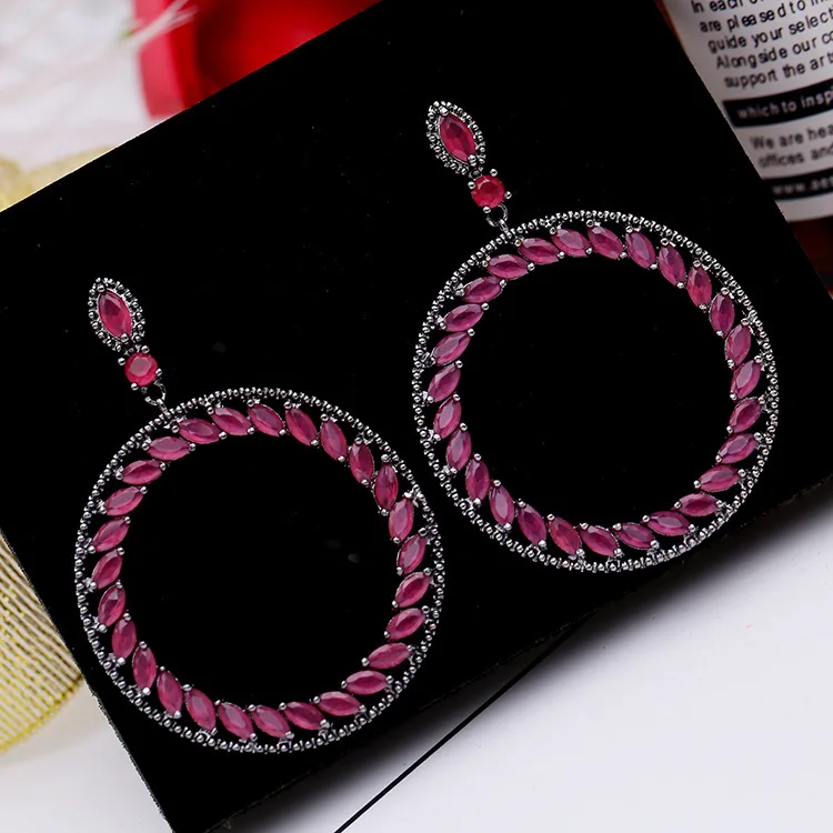 

Bilicolor vintage red circle stud earring round fashion earring for women