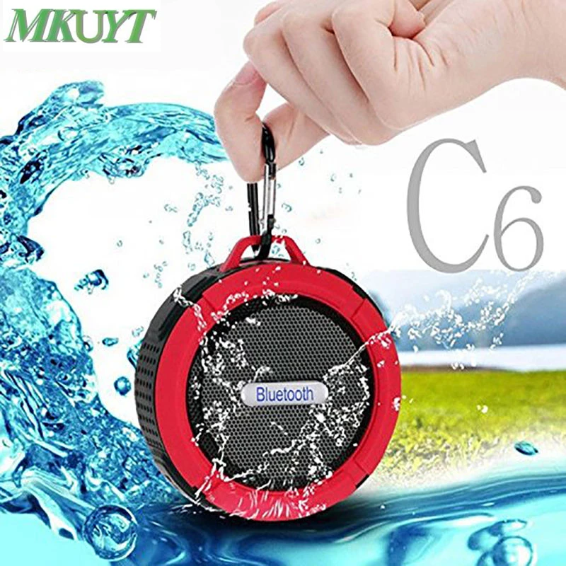 

C6 Wireless Waterproof Speaker with 5W Drive,Support SD TF Card , Suction Cup, Buit-in Mic, Hands-Free Speakerphone PK BTS06