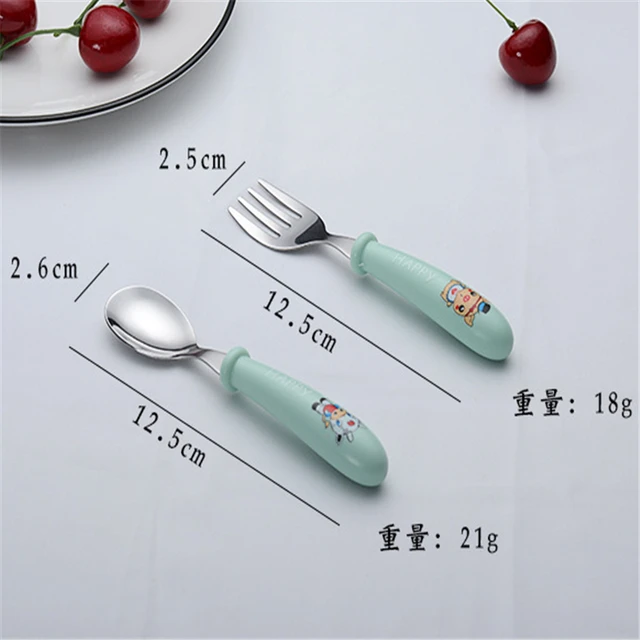 Baby Gadgets Tableware Set Children Utensil Stainless Steel Toddler Dinnerware Cutlery Cartoon Infant Food Feeding Spoon Fork 6