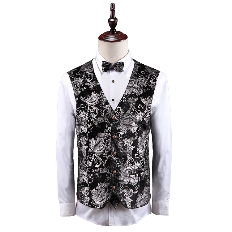 Благородное мужское платье 3 шт. набор тонкий дизайн серебряный мужской костюм куртка с брюками и жилетом Азия размер s-xxxxxl мужские костюмы