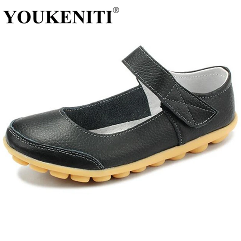 

Monther Shoes Hot Hook Buckle Flat Shoes Plus Size Genuine Leather Oxfords Shoes Super Soft Insole Shoes Women JJA-62