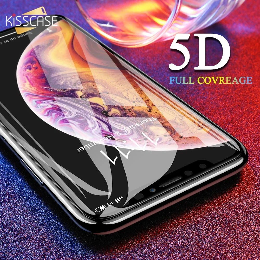 KISSCASE 5D Screen Protector Für iPhone 6 7 Plus X XS Max Volle Abdeckung Aus Gehärtetem Glas Für i