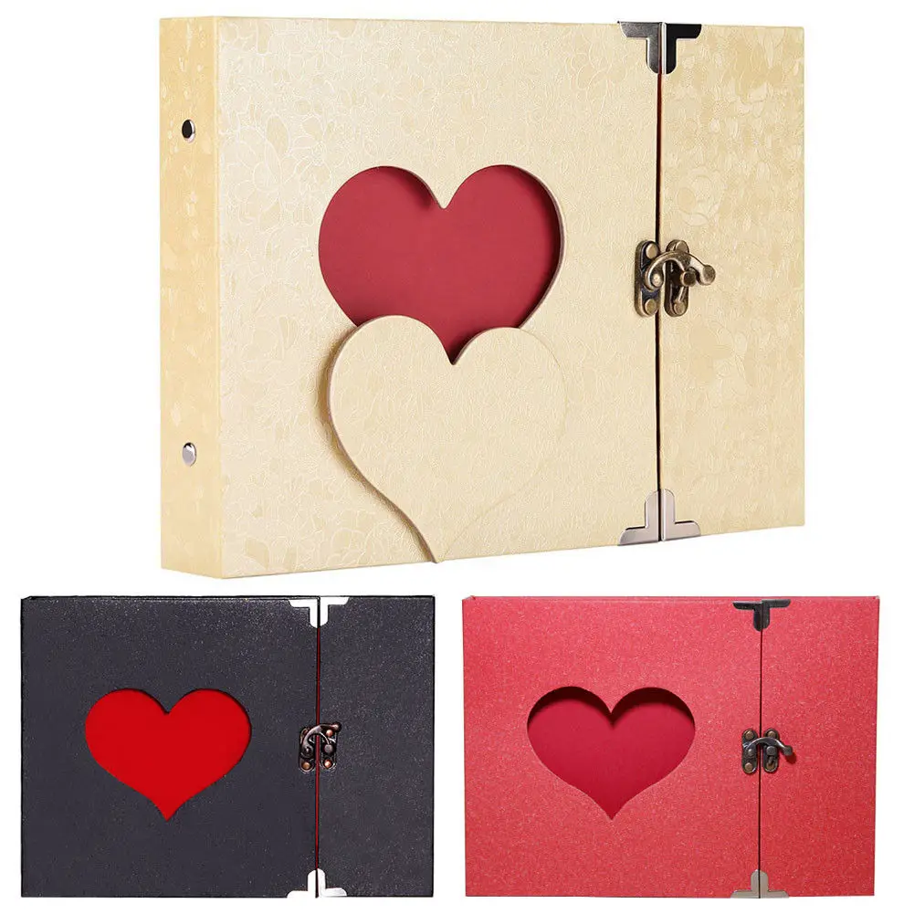 

10 Inch Love Heart Hollow Out Design DIY Scrapbook Album 30 Black Pages Gift Box Hot Sale