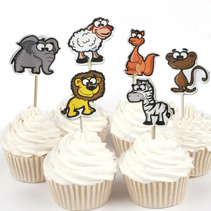 24pcs 48ps Animals Lion King Zebra Sheep Monkey Cupcake Topper For Cake Decoration Baby Shower Birthday Wedding Party Suppliers Cake Decorating Supplies Aliexpress