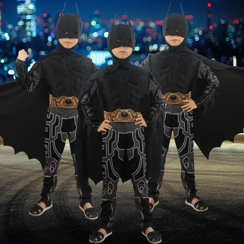 Kids Deluxe Muscle Dark Knight Batman Child Halloween Party Fancy Dress