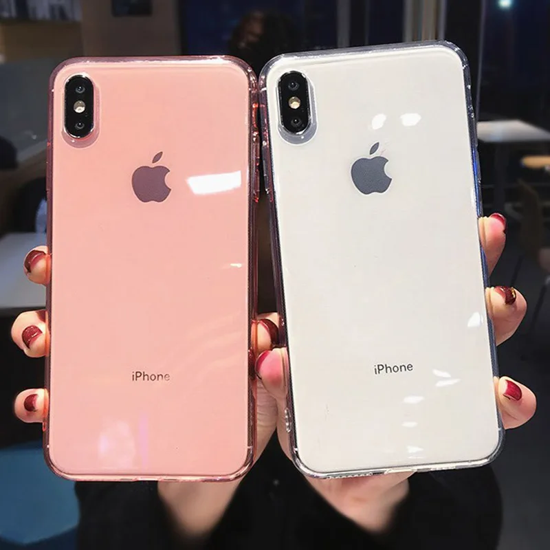 Soild Candy Color Anti-knock Transparent Phone Case For iPhone 11 X XS 6 6S 7 8 Plus Soft TPU Colorful Protection Back Cover Soild Candy Color Anti-knock Transparent Phone Case For iPhone 11 X XS 6 6S 7 8 Plus Soft TPU Colorful Protection Back Cover