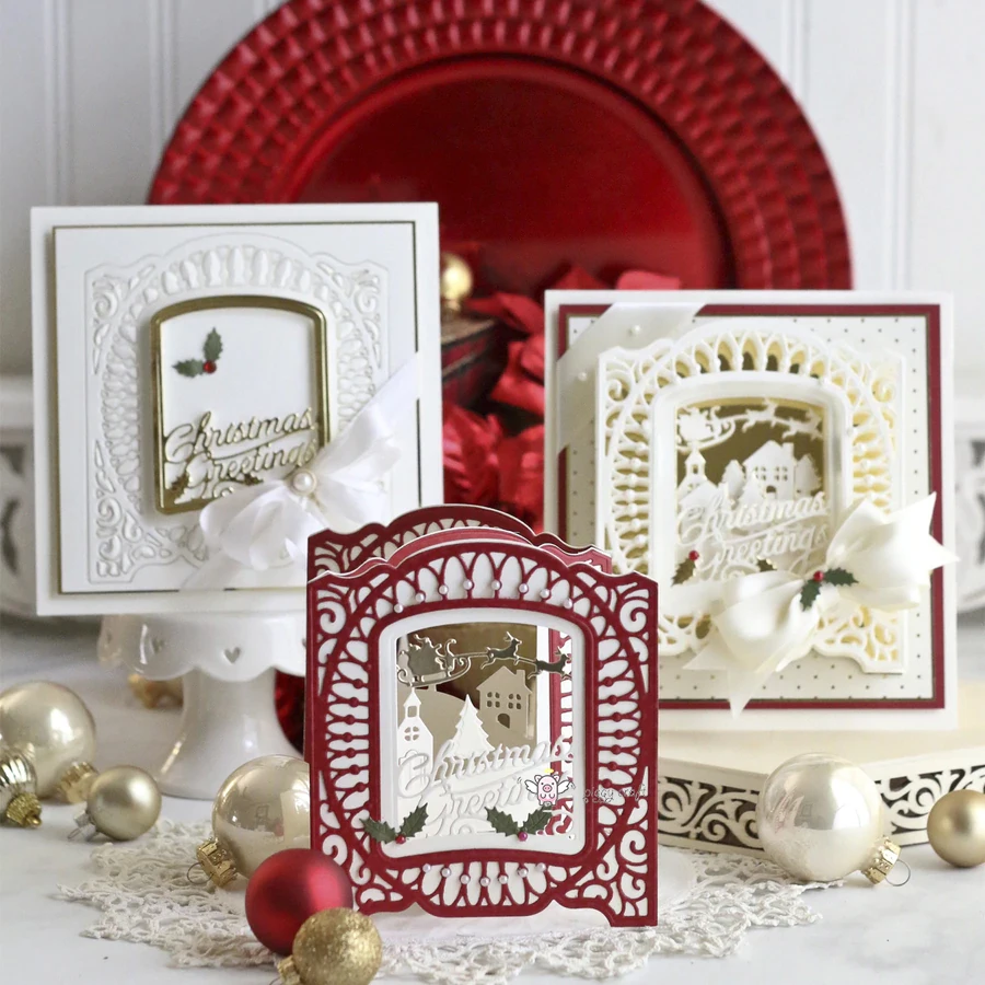 

Mmao Crafts Metal Steel Cutting Dies New 3D Christmas frame card Stencil For DIY Scrapbooking Paper/photo Cards Embossing Dies