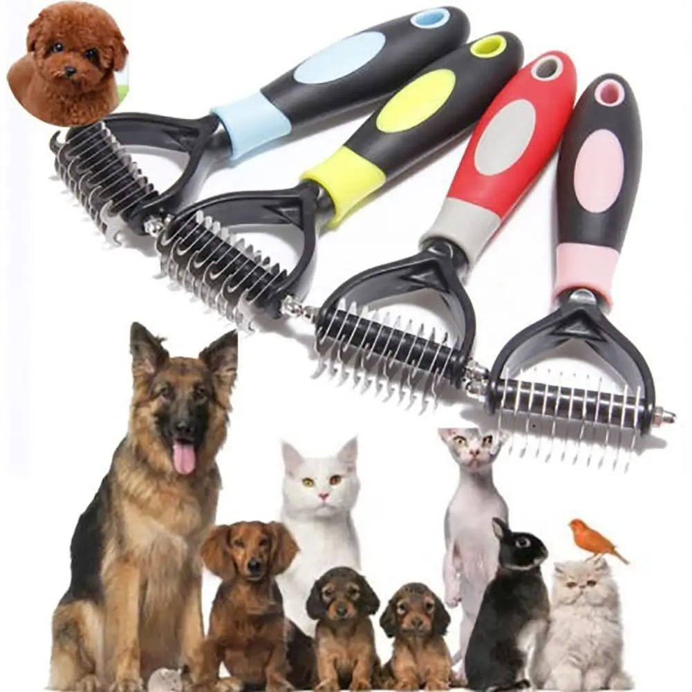 

Pet Fur Grooming Shedding Remover Trimmer Dog Cat Comb Brush Tool with 10 Blades Dog Cats Supplies