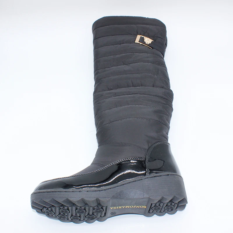 BONJOMARISA/высокие сапоги до колена, женская зимняя обувь на меху, обувь на платформе, черные, синие, расшитые блестками, женские зимние сапоги