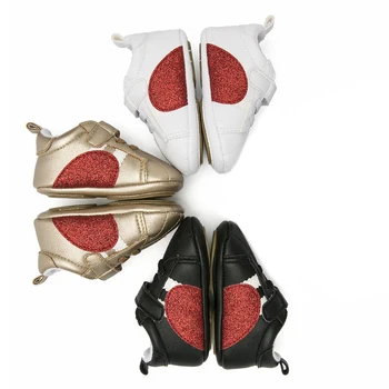 

PU Spring/autumn Baby Boys Girls Shoes Heart Print Anti-Slip Newborn Baby Shoes Sneakers Soft Soled First Walkers