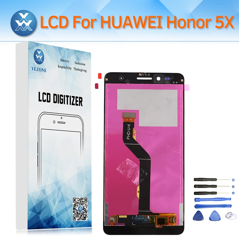 Yezone ЖК-дисплей монитор для huawei Honor 5X Дисплей сенсорный экран с цифрователем