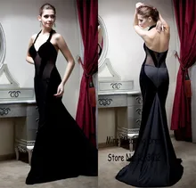 Halter Neckline Exposed Boning See Through Back Black Prom font b Dresses b font Mermaid Sexy