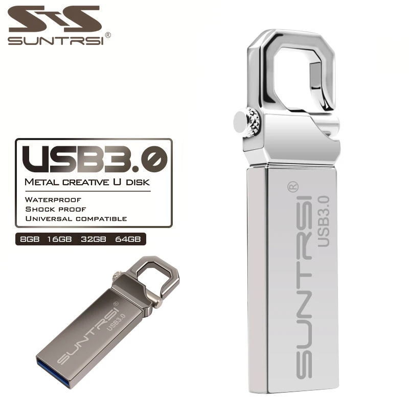 Suntrsi флеш-накопитель USB 3,0 64 ГБ 32 ГБ USB флеш-накопитель 16 ГБ 8 ГБ флеш-накопитель USB флешка водонепроницаемый металлический Usb флеш-накопитель реальная емкость