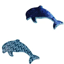 

ChicLady Hipster Women Clothing Diy 225mm Dolphin Reversible sequin patch Super Change color Sew on patches for clothes Ulzzang