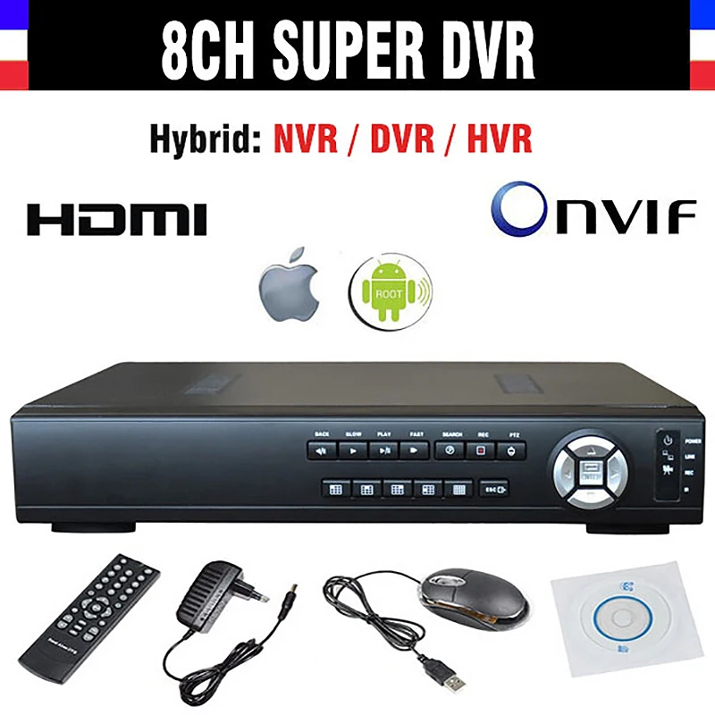 Видеорегистратор 8 каналов H.264 720P AHD Super SDVR / HVR/ NVR 4 в 1 поддержка Onvif 1080P HDMI|dvr channel|cctv