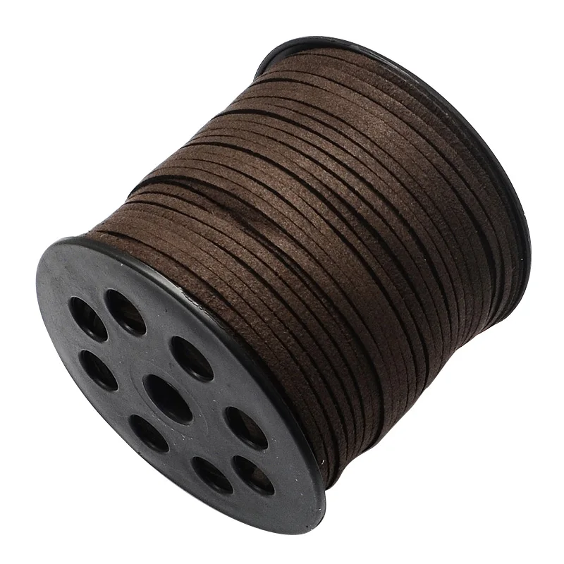 Плоский шнур из искусственной замши 3 мм Браслеты Ожерелье diy аксессуары для изготовления ювелирных изделий около 90 м/рулон - Цвет: Coffee