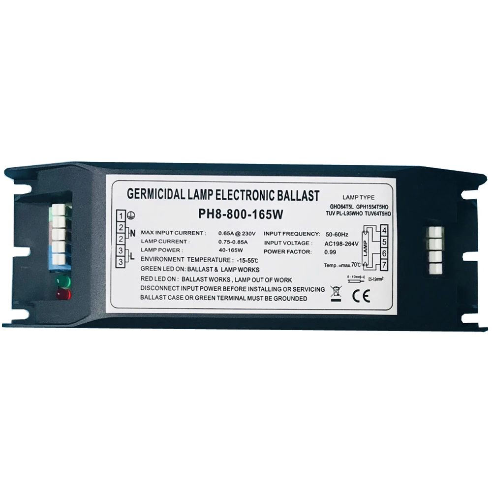 PH8 800 220V 165W Germicidal Lamp Electronic Ballast Ultraviolet