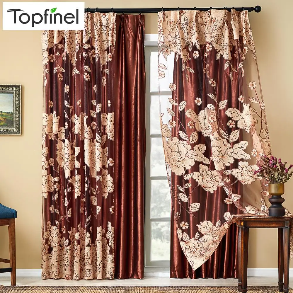 

Top Finel Modern Luxury Embroidered Sheer Curtains for Living Room Bedroom Kitchen Door Tulle Window Curtains Window Treatments