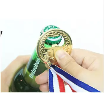 

100pcs No.1 Winner Gold Medal Bottle Opener Champion Beer Opener Creative Party Favors Attached A String