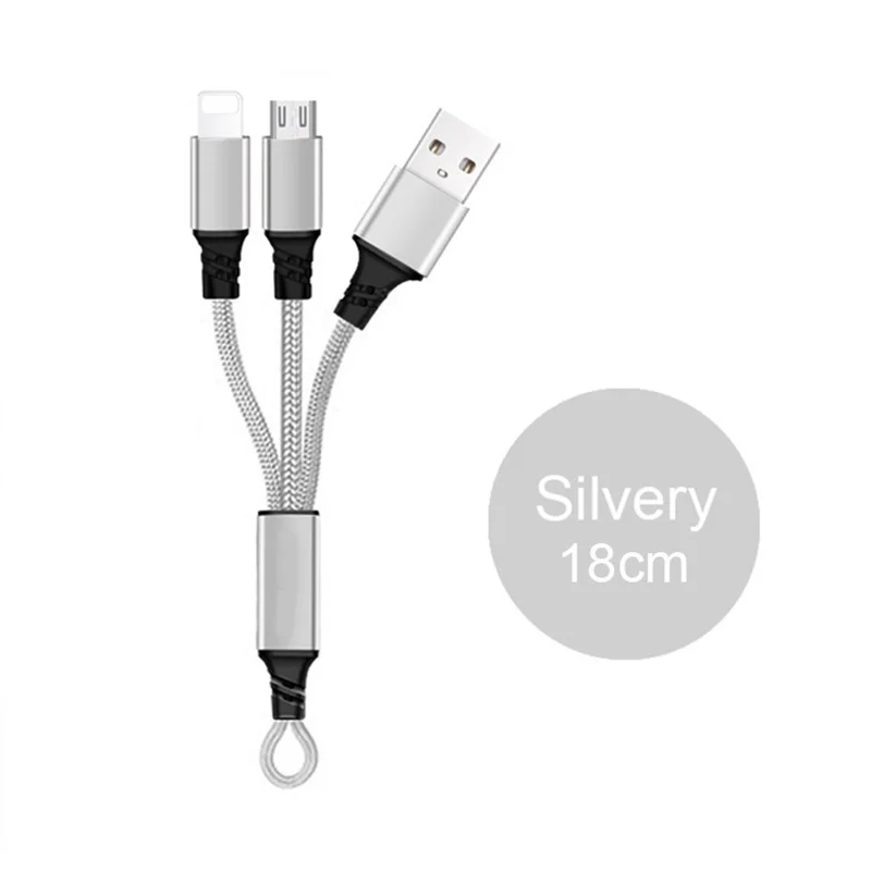 2в1 3 в 1 USB кабель для зарядного устройства для iPhone Xs Max XR X 5 SE 6 s 6s 7 8 Plus Micro usb type C для samsung Xiaomi huawei Android шнур - Цвет: 2in1 Key Silver