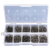 500 X рыболовный крючок, размер от 3 до 12, с глазом, чехол, Аксессуары для рыбалки, черный