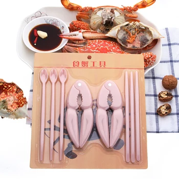 

8pcs Plastic Seafood Tool Set Lobster Crab Calmp Pliers Forks and Spoon Sheller Walnut Nut Clip for Sea Tool Cracker Kitchen