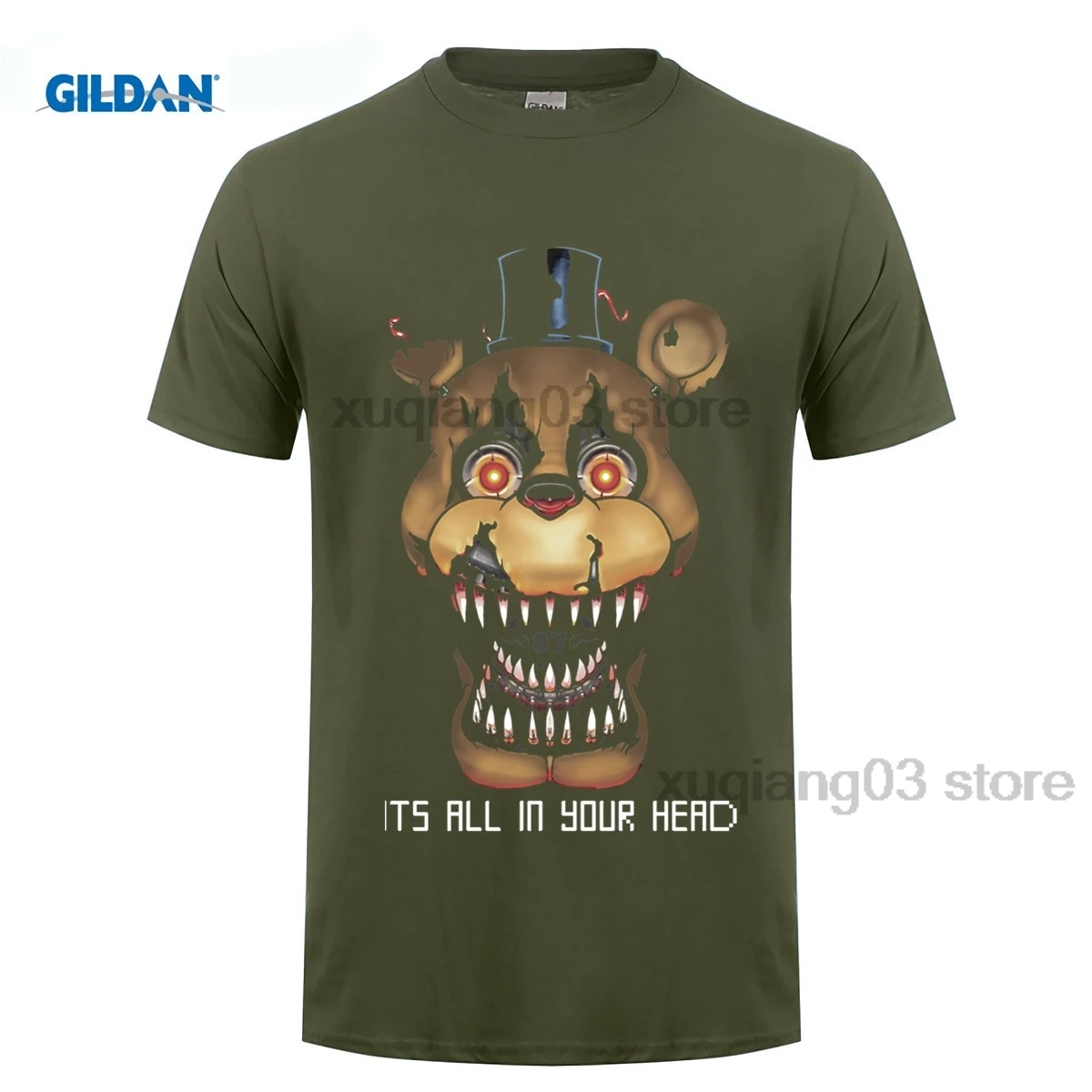 Футболка Mode бесплатно Verzending mannen Korte Mouw De Bite van 87 1987 FNAF nightster|Футболки| |