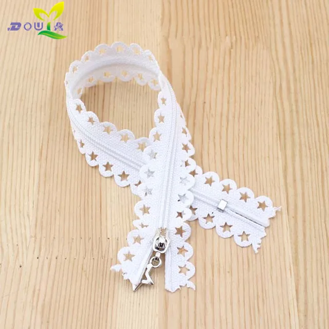 2pcs/lot 25CM stars lace zippers for clothing decorative zipper