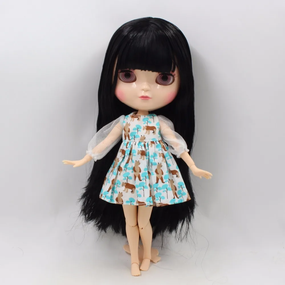 Neo Blythe Puppe mit schwarzem Haar, weißer Haut, glänzendem, süßem Gesicht und gegliedertem Azone-Körper 1