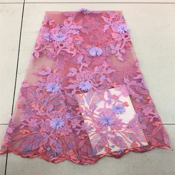 

HFX 2018 New African 3D Flower Lace Fabric Lovely Fairy Floral French Tulle Lace Fabric for Woman party X194-2