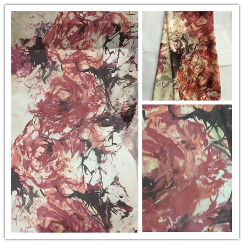 

140cm New Summer Print 100%Silk Chiffon Fabric Fashion colorful leopard design print 100% silk chiffon fabric 6momme DS09