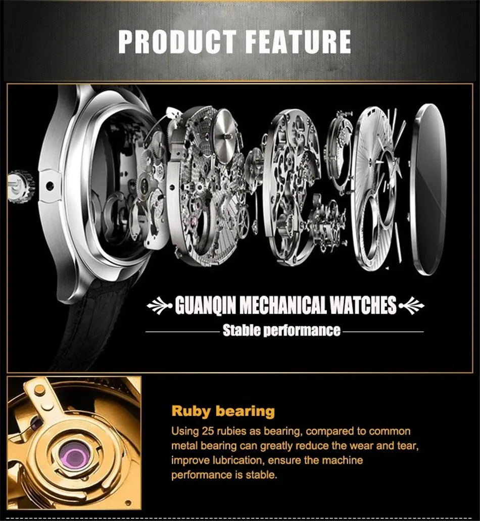 GUANQIN 2018 SWIMMING watch top brand luxury Clock Men Automatic 200m waterproof Mechanical clock men Relogio Masculino