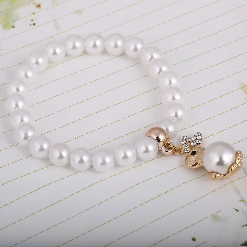  Fahsion Crystal Imitation Pearl Bracelets For Women Rabbit Pendant Bracelets & Bangles Pulseras Mujer Jewelry 162