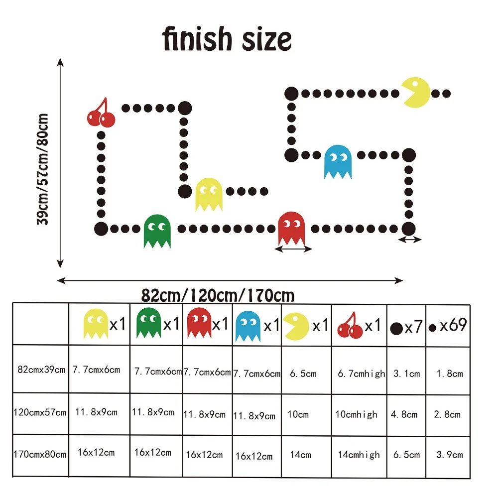 Мультфильм Pacman настенный игровой стикер Детская комната детская игра Xbox космические захватчики PACMAN Настенная Наклейка для спальни игровая комната виниловый Декор