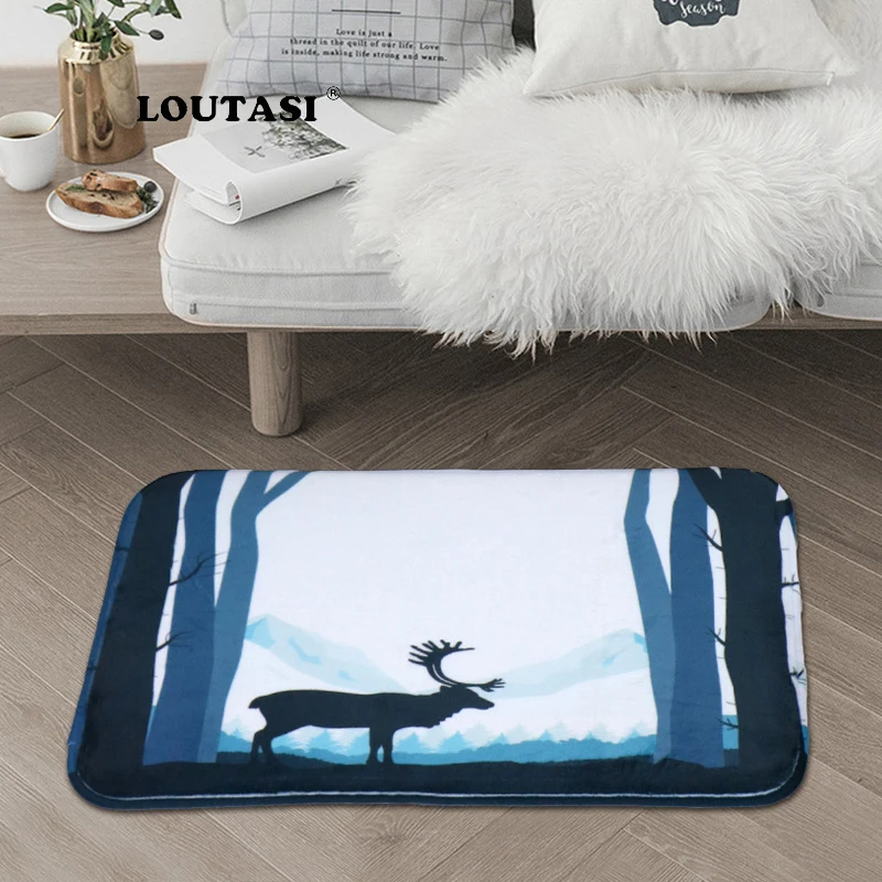 LOUTASI мягкий Fannel коврики для входной двери характер олень шаблон противоскользящие ковры Гостиная пыли коврики домой декор