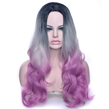 Soowee черный серый фиолетовый Омбре цвет синтетические волосы длинный парик для женщин волнистые волосы косплей парики вечерние аксессуары для волос шиньон