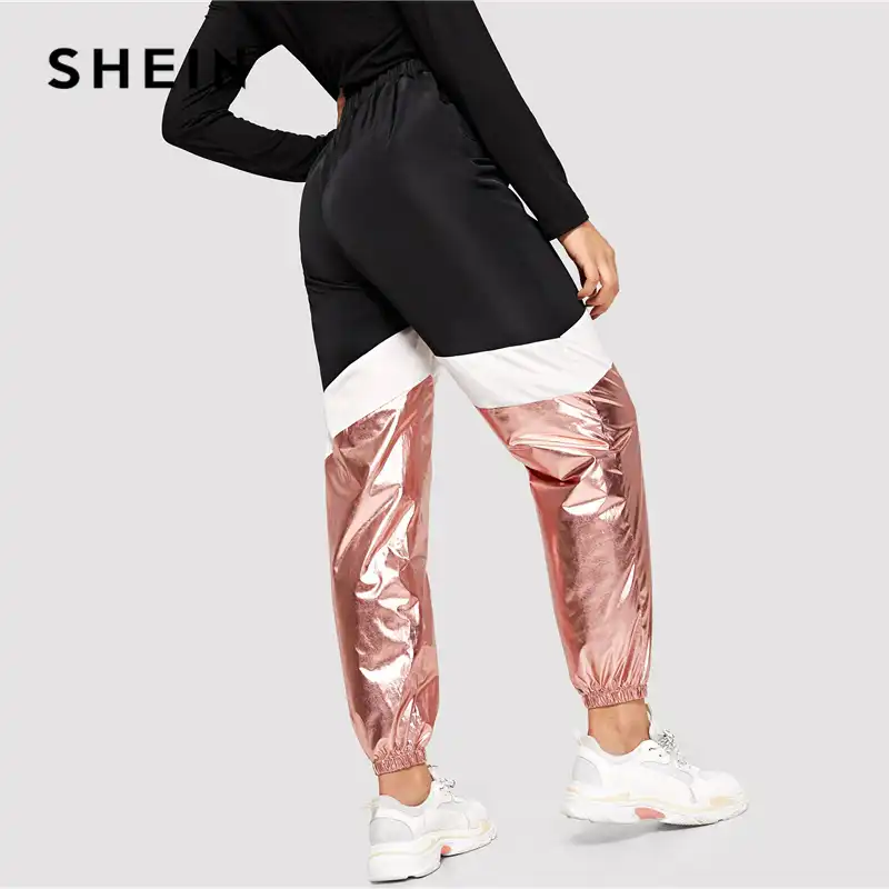 Pantalones De Chandal Shein Multicolor De Corte Y Costura Con