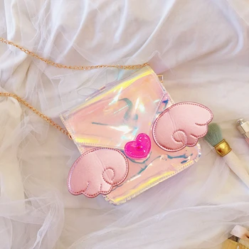 

Bag for women Laser 2020 summer new Japanese wild wings Messenger bag soft sister cute girl small bag