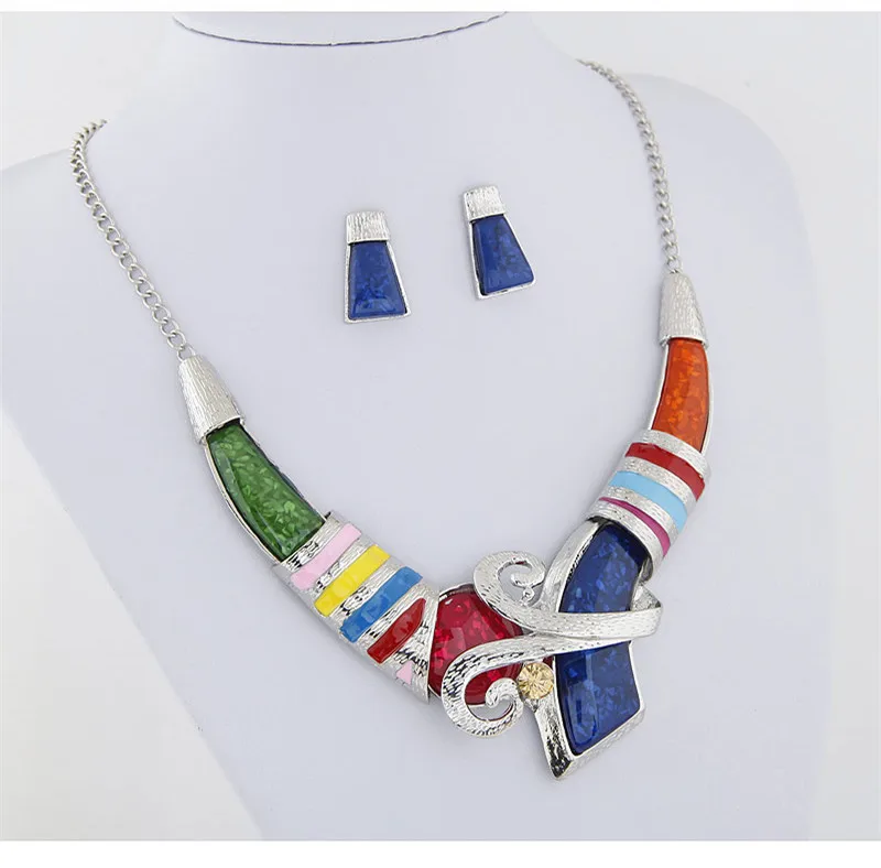 Комплект из колье и серёг с кристаллами|statement necklace set|necklace setafrican jewelry set |
