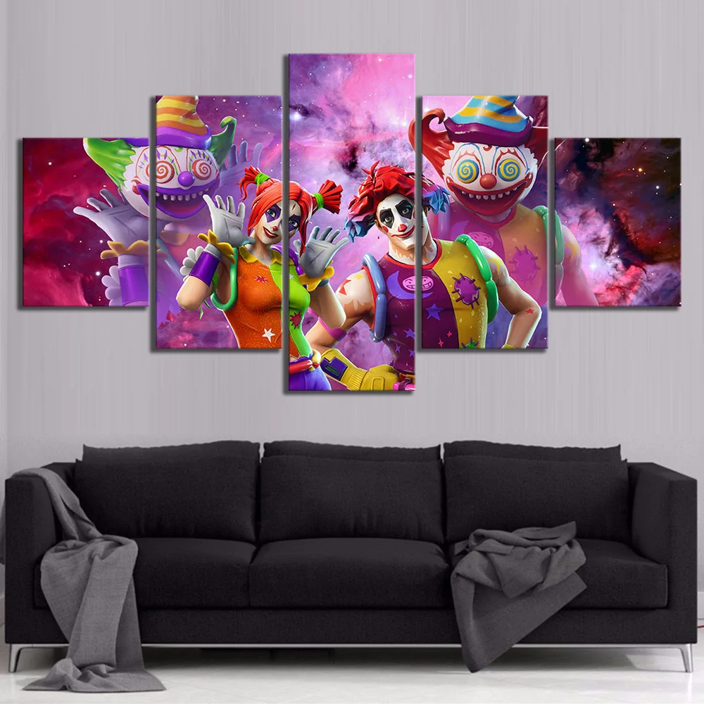 

5 Piece Fortnight Battle Royale Map Video Game Poster Fort Pictures Landscape Wall Art for Living Room Decor Canvas Wholesale